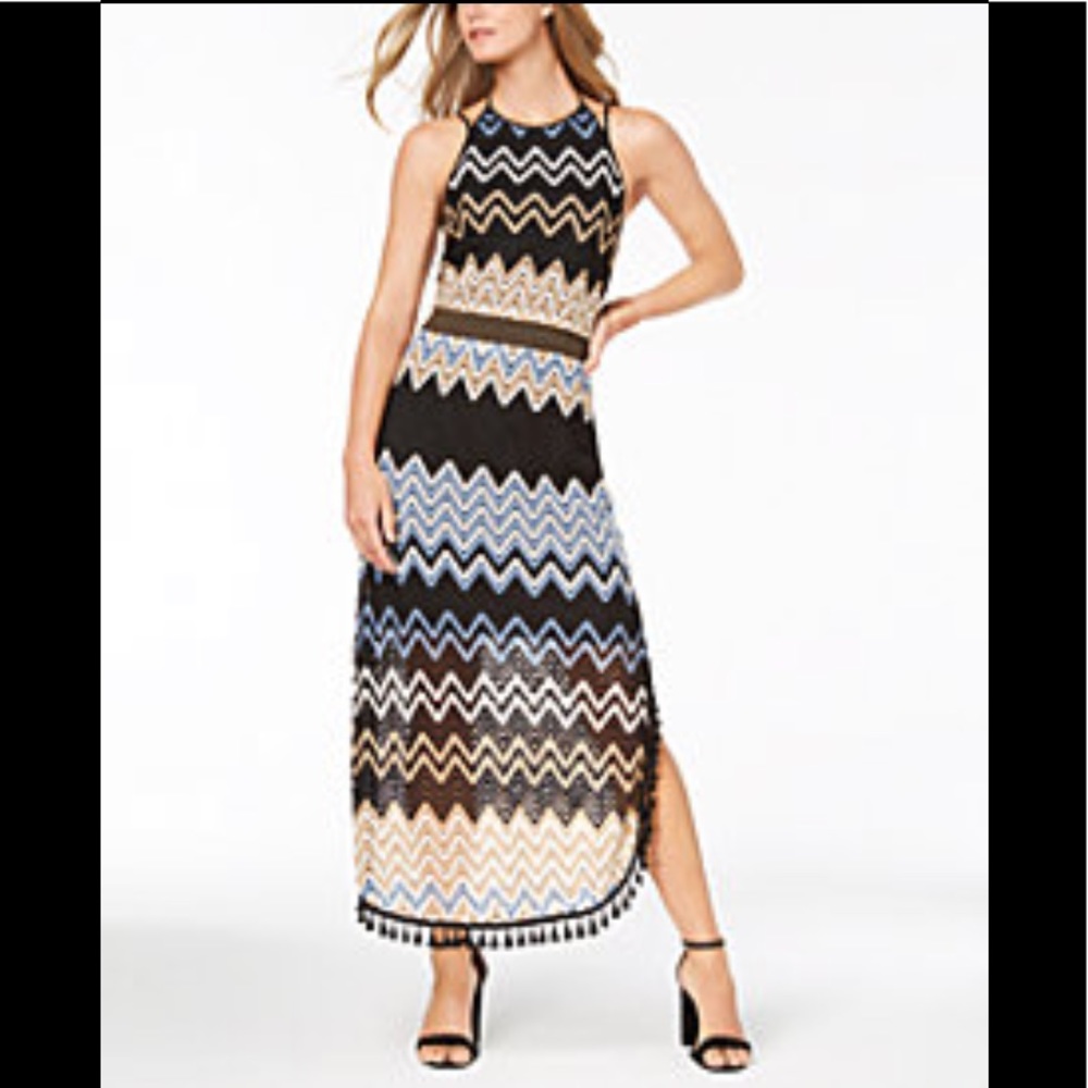 Laundry by Shelli Segal Tassel-Trim Maxi Black,NWT - Picture 4 of 4
